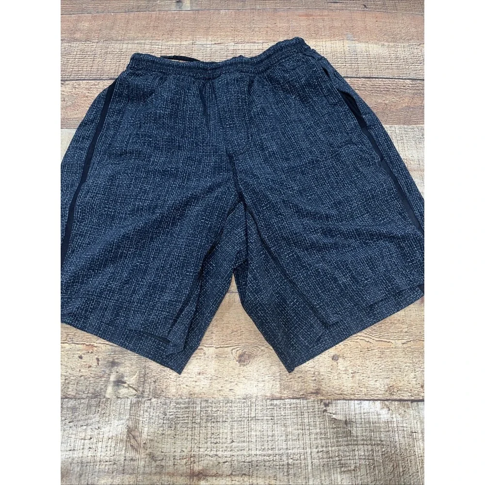 Men's Lululemon THE Short Lined Geometric Pattern Navy Short(2770)